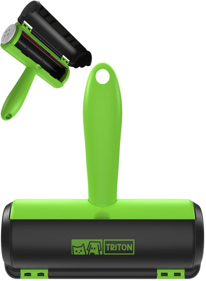 Triton Pet Hair Removal Tool w/Fur Trapping Compartment, 60% Smaller Storage Size, Reusable Shedding Roller, Cat and Dog Hair Remover for Car, Furniture, Carpet, Couch (Green) - Image 1